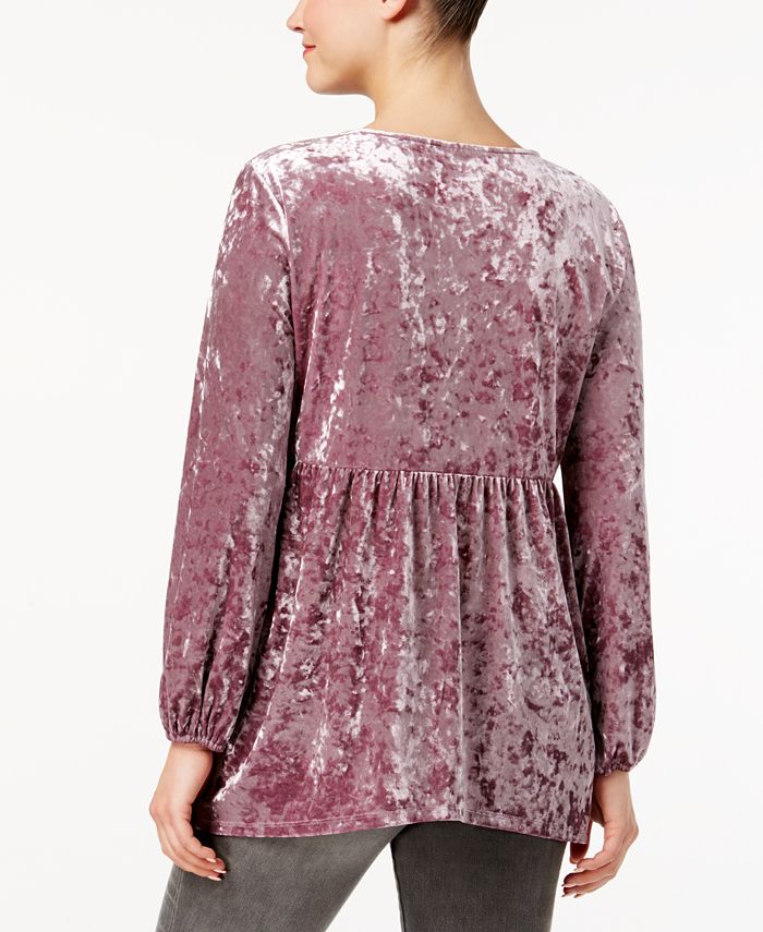 Style & Co Crushed Velvet Peasant Top, Created for Macy's Macy's