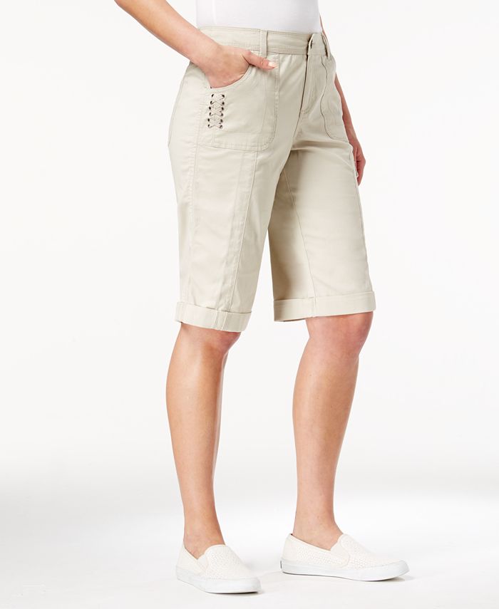 Style & Co Lace-Up-Detail Utility Shorts, Created for Macy's - Macy's