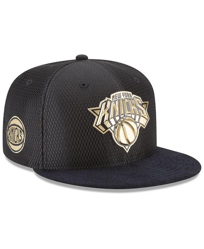 New Era New York Knicks On-Court Black Gold Collection 9FIFTY Snapback ...