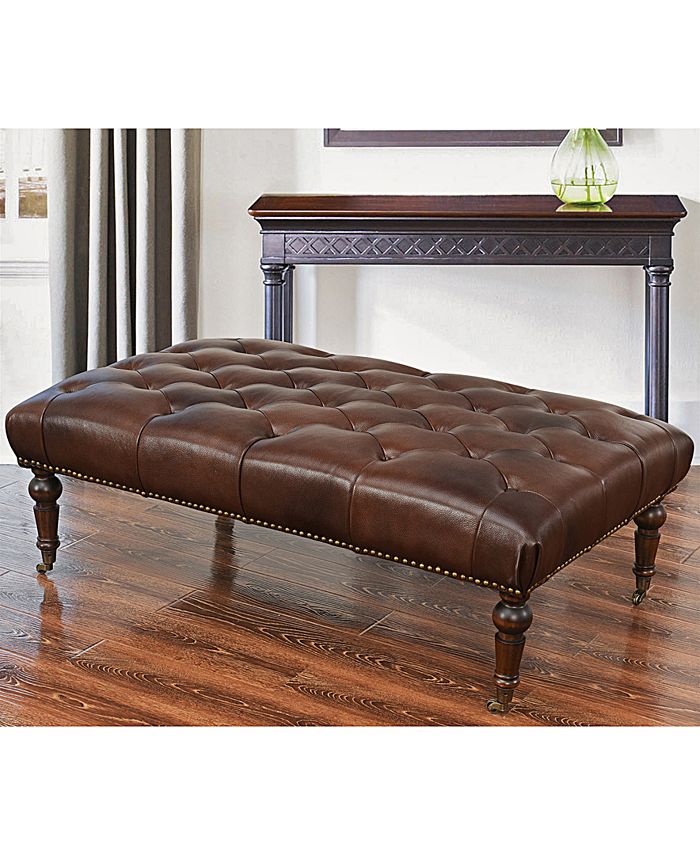 Abbyson Living Monty Leather Ottoman, Quick Ship Macy's