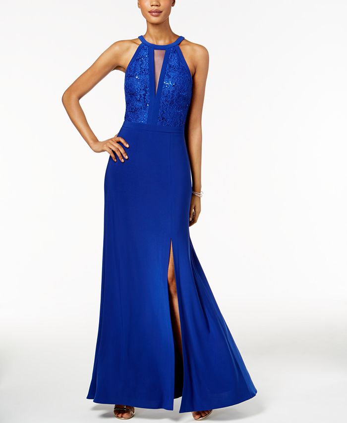 Nightway Lace Halter Gown Macy's
