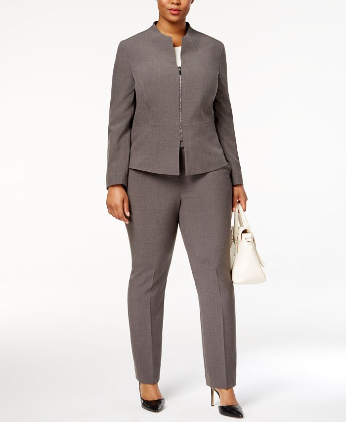 Tahari ASL Plus Size Zip-Front Pantsuit - Macy's