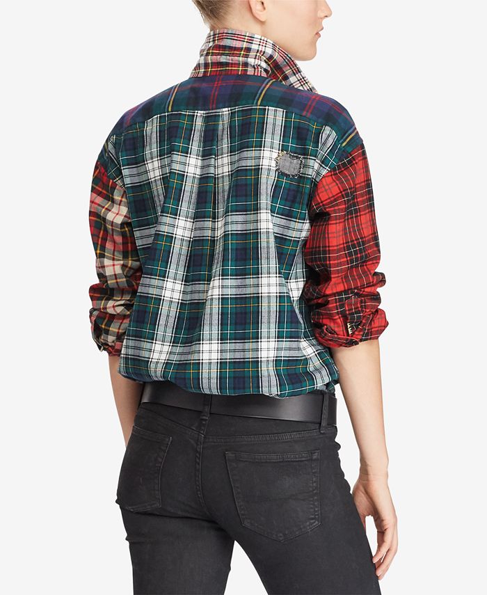 Polo Ralph Lauren Bullion Plaid Cotton Boyfriend Shirt Macy's