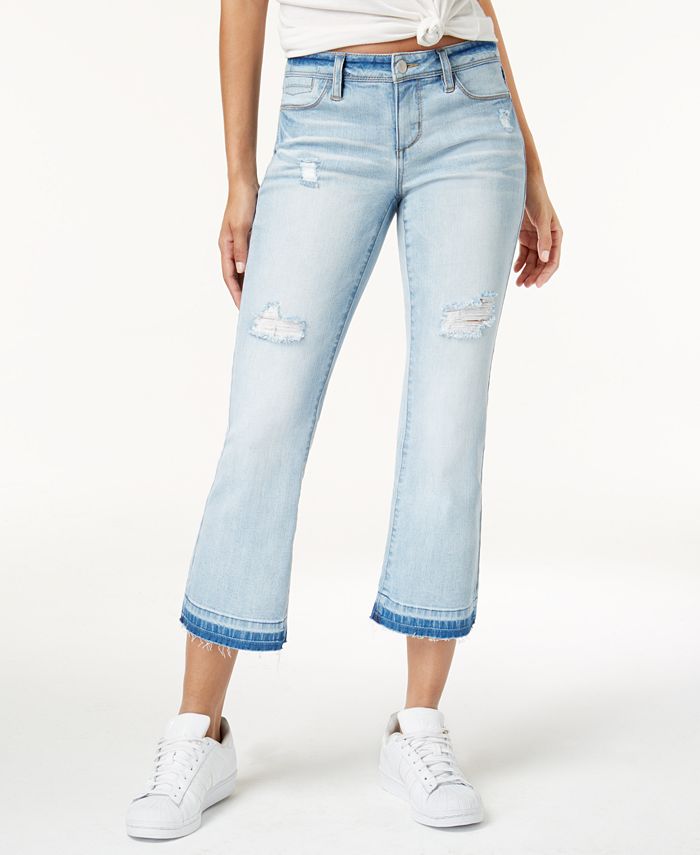 Dollhouse Juniors' Ripped Cropped Flare Jeans Macy's