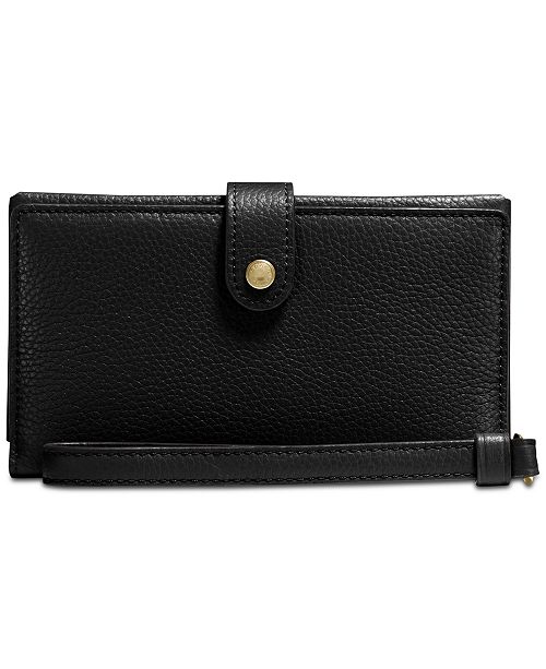 COACH Phone Wristlet in Polished Pebble Leather - Handbags ...
