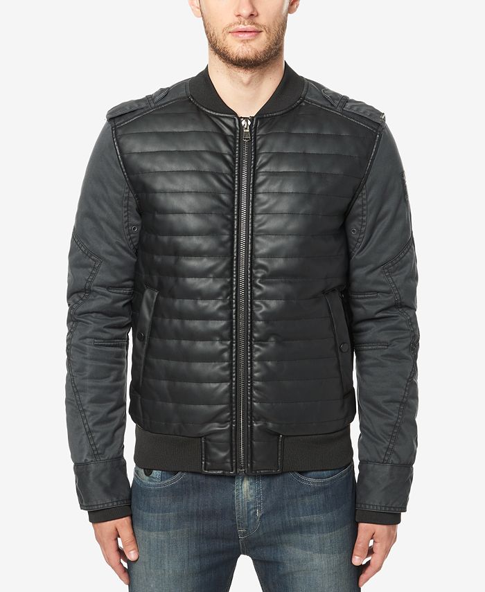 Buffalo David Bitton Men's Quilted Faux Leather Bomber Jacket - Macy's
