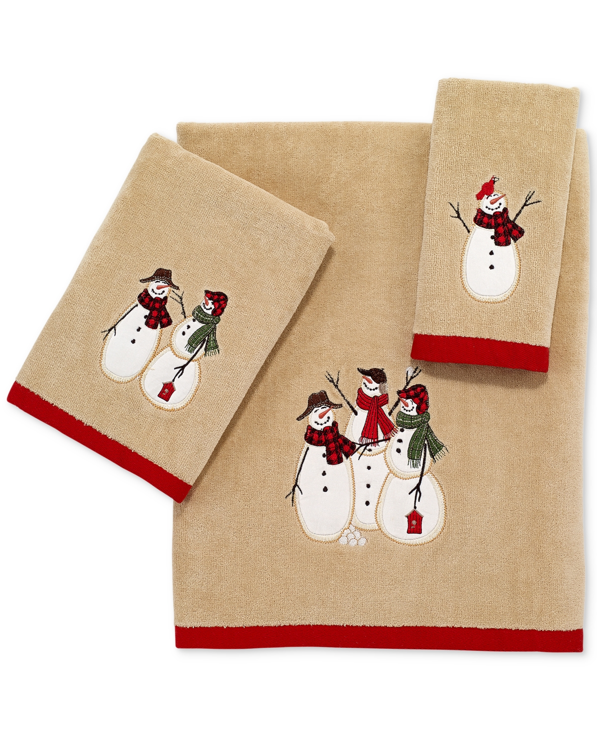 Avanti Snowman Gathering Holiday Cotton Bath Towel, 27" X 50" In Brown