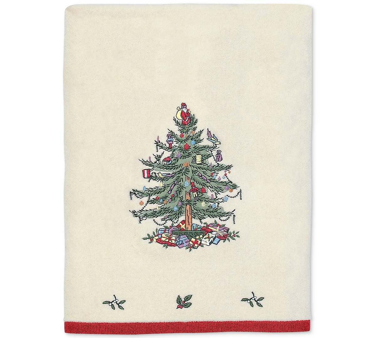 Spode Christmas Tree Bath Towel, 27" X 50" In Ivory