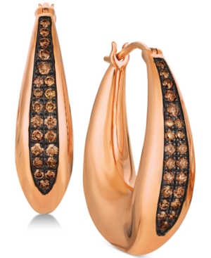 image of Le Vian Chocolatier Diamond Hoop Earrings (1/3 ct. t.w.) in 14k Rose Gold