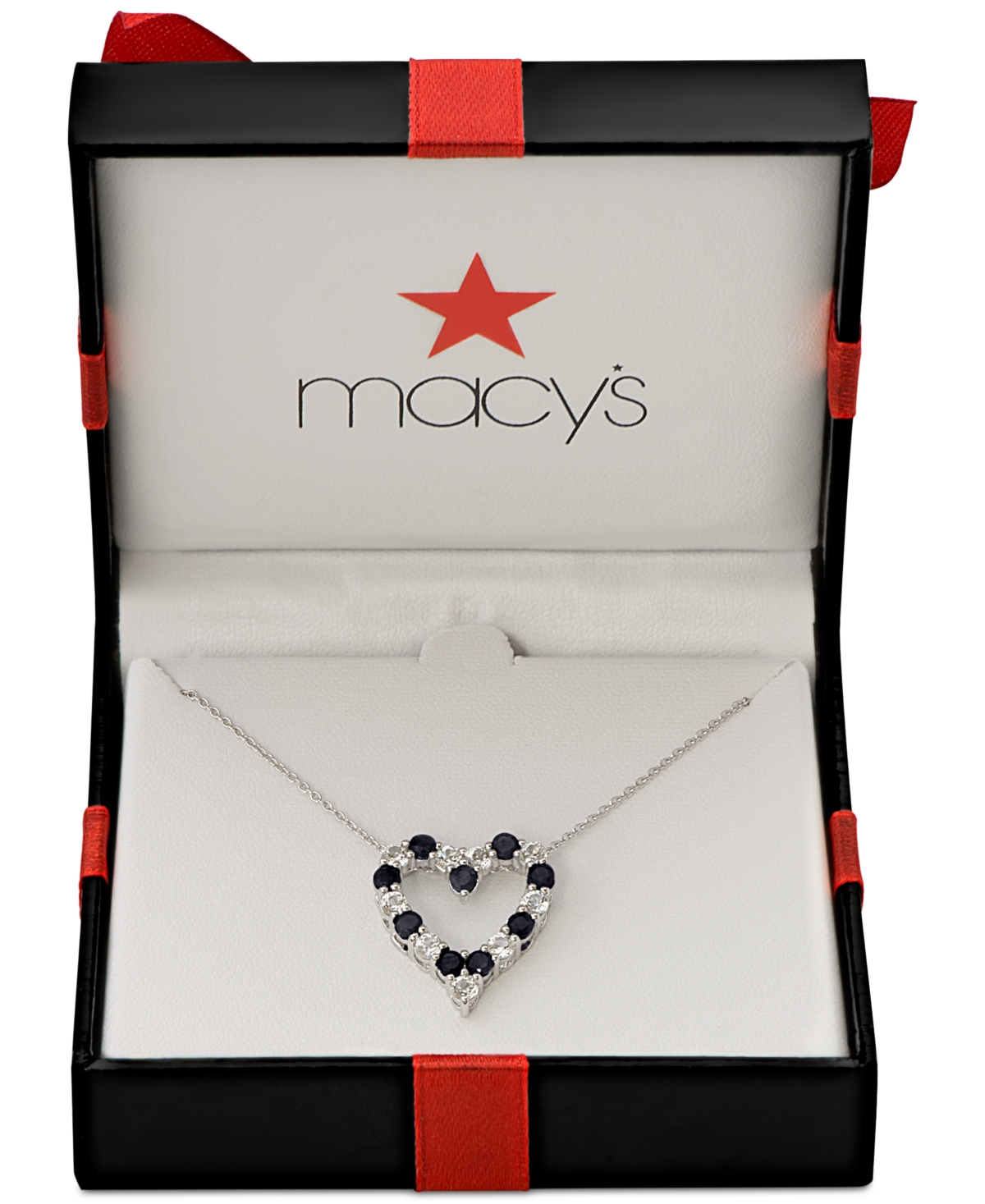 Emerald (1 ct. t.w.) & White Topaz (1 ct. t.w.) Heart Pendant Necklace in Sterling Silver (also available & Ruby) - Sapphire