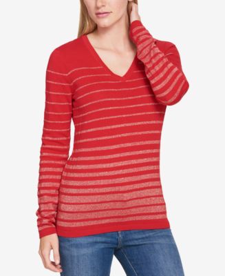 Tommy Hilfiger Striped Metallic Sweater, Created for Macy's - Macy's