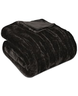 Ruched Reversible Faux-Fur Throw, 50" x 60"