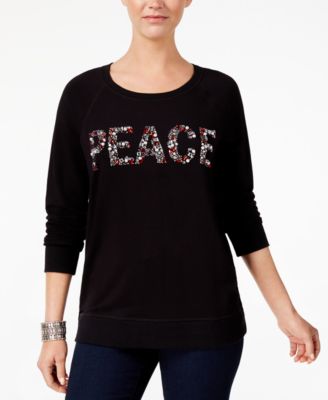Style & Co - Crystal-Embellished Peace Sweatshirt