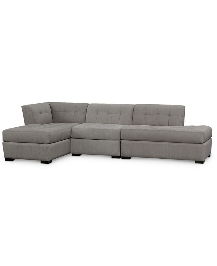 Furniture Roxanne II Performance Fabric 3Pc. Modular Sofa with Bumper
