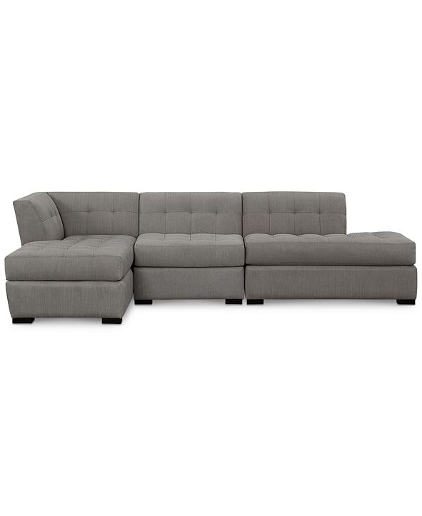 Furniture Roxanne II Performance Fabric 3Pc. Modular Sofa with Bumper
