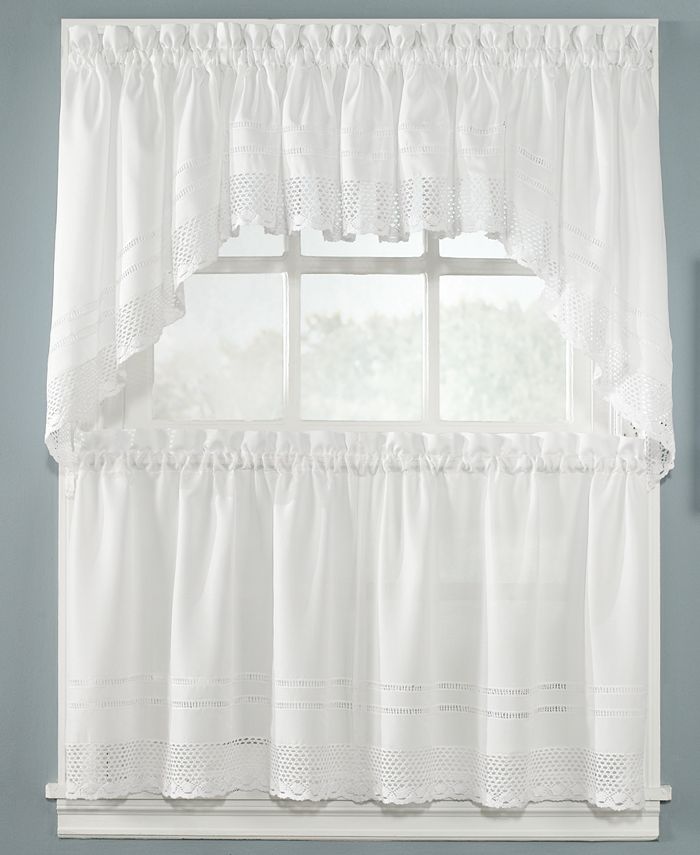 Chf Peri Pair Of Crochet 58 X 24 Cafe, White Crochet Kitchen Curtains