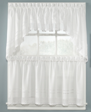 Chf Peri Pair Of Crochet 58" X 30" Swag Valances In White