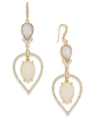 INC International Concepts - Gold-Tone Stone & Pav&eacute; Pear Drop Earrings