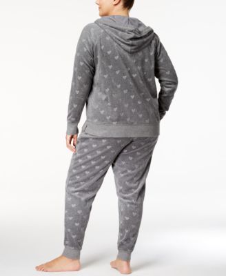 Jenni by Jennifer Moore Plus Size Printed Velour Pajama Set, Created for Macy's