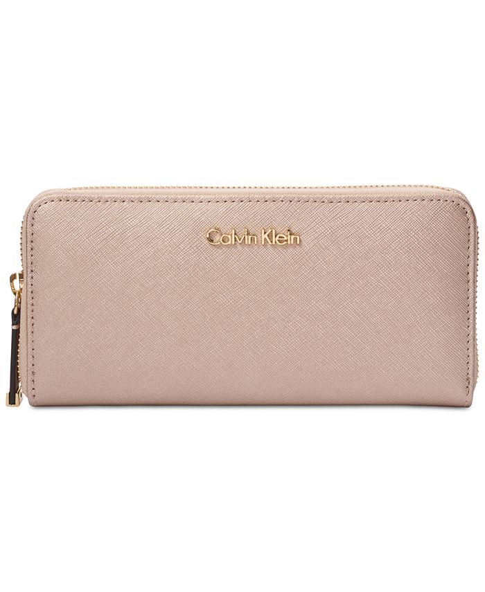 Calvin Klein Saffiano Zip Around Wallet - Macy's