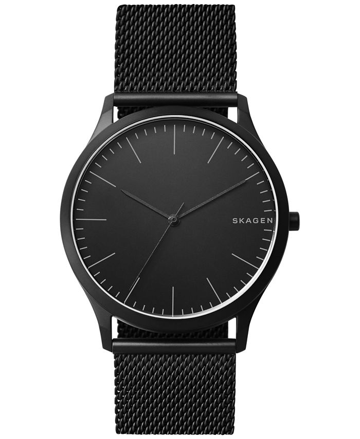 Skagen Men's Jorn Black Stainless Steel Mesh Bracelet Watch 41mm - Macy's