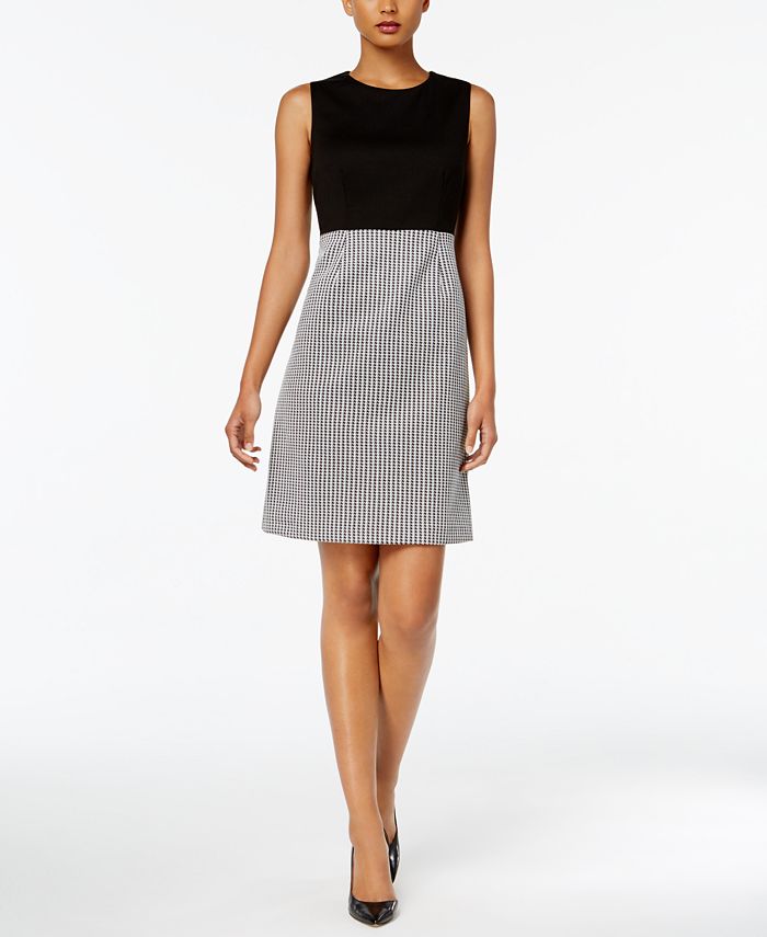 Kasper Houndstooth A-Line Dress - Macy's