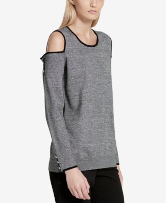 Calvin Klein - Contrast-Trim Cold-Shoulder Sweater