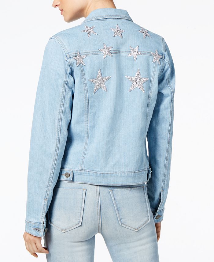 Rampage Juniors Star Embellished Denim Jacket Macy s