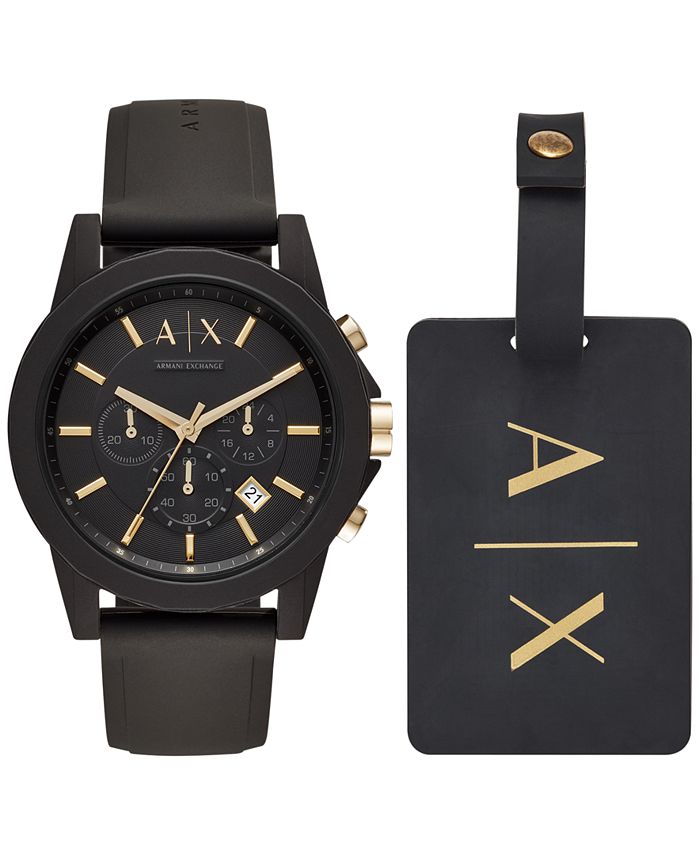 A|X Armani Exchange Men's Chronograph Black Silicone Strap Watch 45mm Gift  Set & Reviews - All Watches - Jewelry & Watches - Macy's