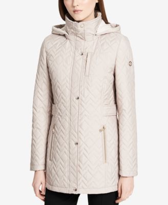 calvin klein petite hooded quilted coat