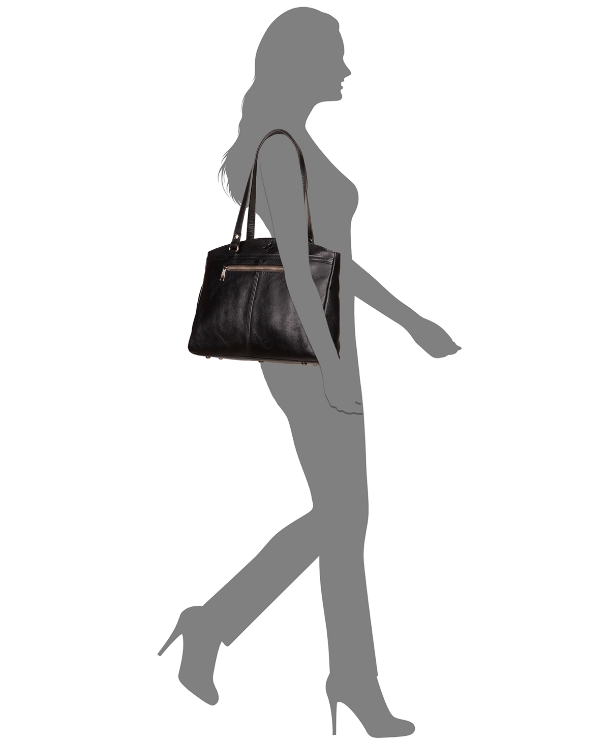 Shop Patricia Nash Poppy Smooth Leather Shoulder Bag In Black,silver