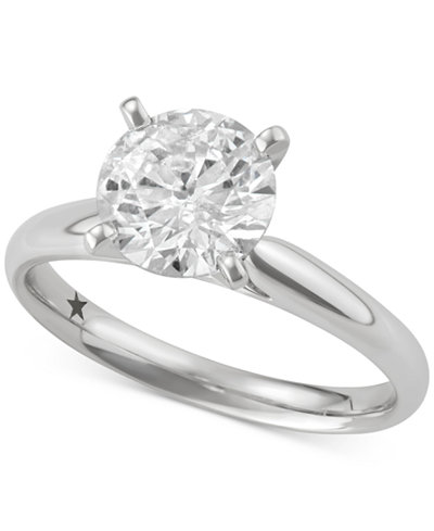 Macy&#39;s Star Signature Diamond™ Solitaire Engagement Ring (2 ct. t.w.) in 14k White Gold - Rings ...