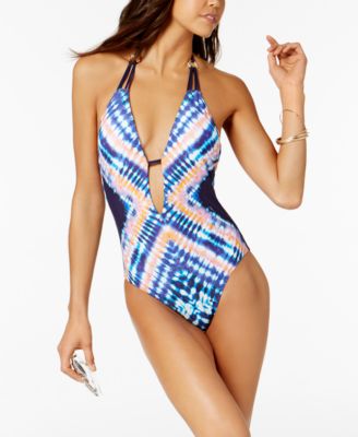 Trina Turk - Moonlight Tie-Dyed Plunge One-Piece Swimsuit