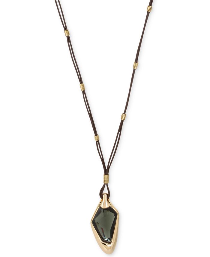 Robert Lee Morris Soho Gold-Tone Green Stone Pendant Necklace - Macy's