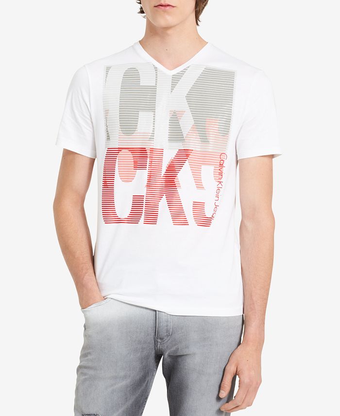 Calvin Klein Jeans Men's Logo-Print V-Neck T-Shirt - Macy's