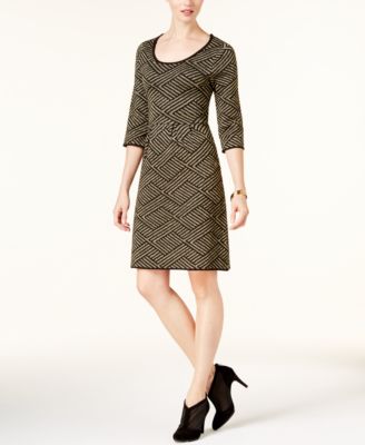 NY Collection - Petite Printed Fit & Flare Sweater Dress