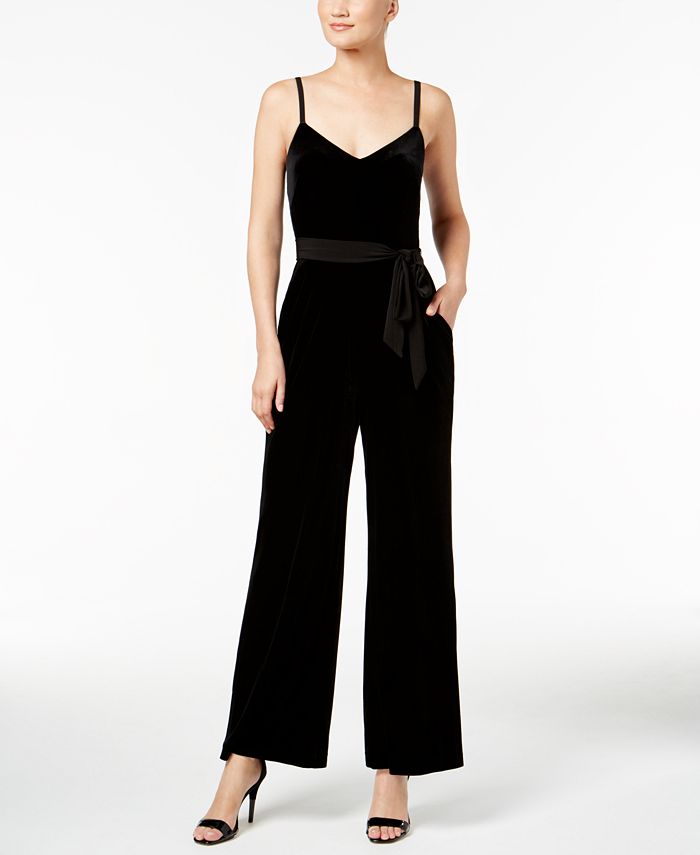 Calvin Klein Velvet Sash-Belt Jumpsuit & Reviews - Pants & Capris ...
