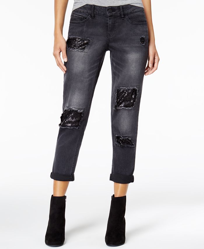 Womens ripped jeans with sequins new arrivals
