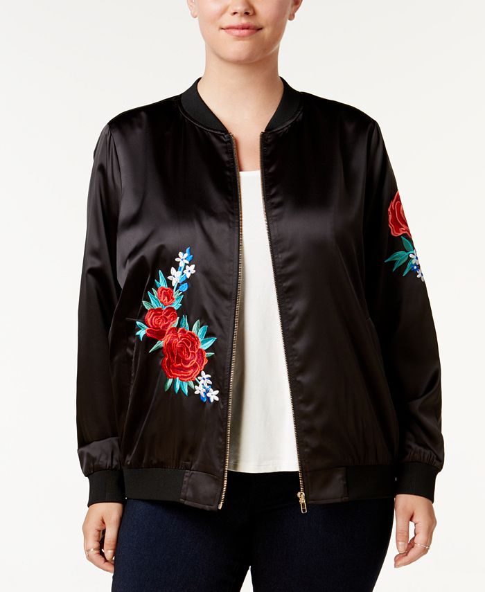 Say What? Trendy Plus Size Embroidered Bomber Jacket - Macy's