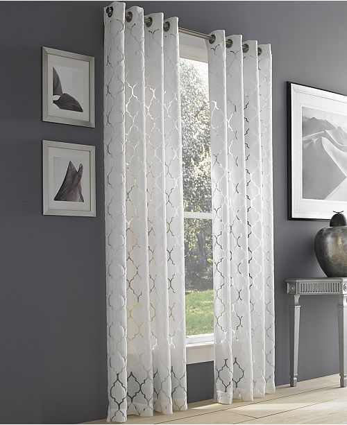 J Queen New York Geneva White Semi Sheer Grommet Curtain