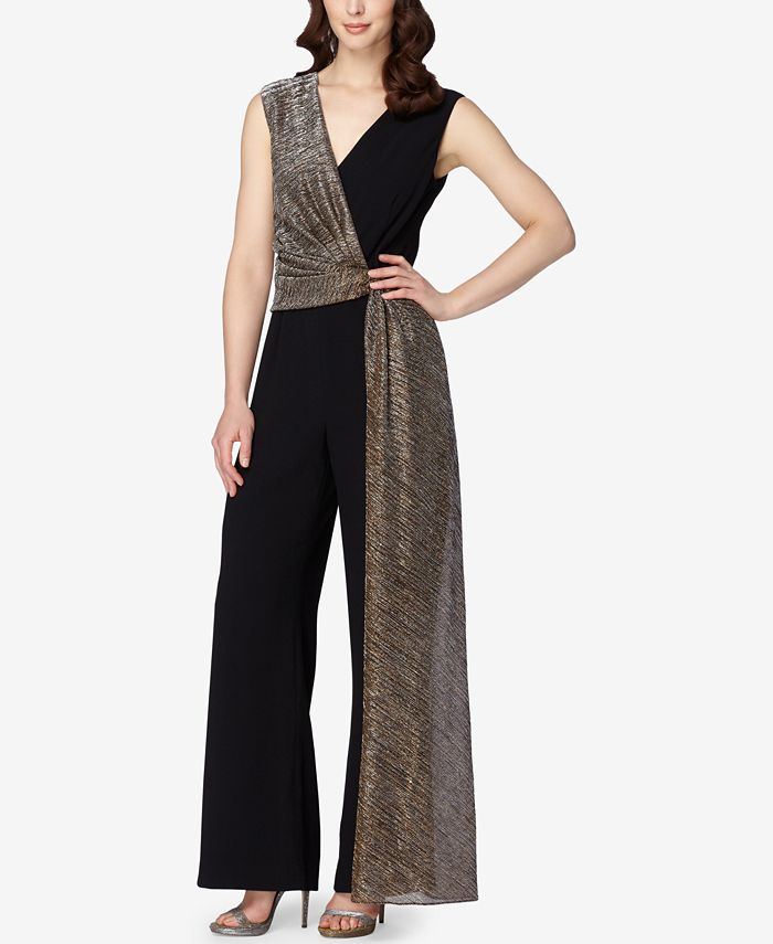 Tahari ASL Metallic Draped Jumpsuit Macy's