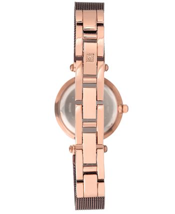 Anne Klein - Women's Diamond-Accent Brown Stainless Steel Mesh Bracelet Watch 26mm
