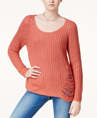 Planet Gold - Juniors' Ripped Sweater