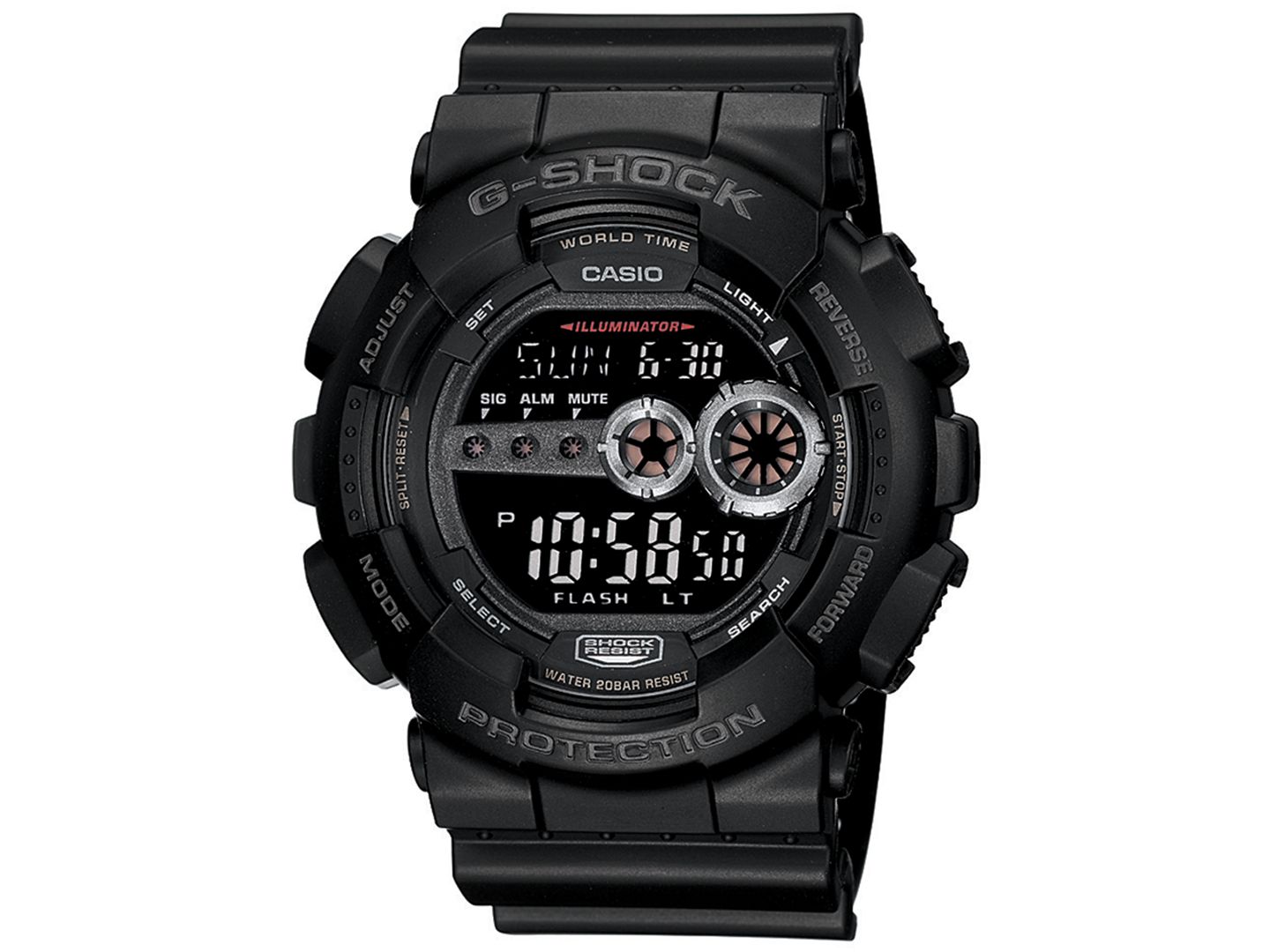Мужские часы G-Shock XL Digital Black Resin Strap Watch GD100-1B — фото 1