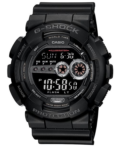 G Shock Men S Xl Digital Black Resin Strap Watch Gd100 1b Reviews Watches Jewelry Watches Macy S
