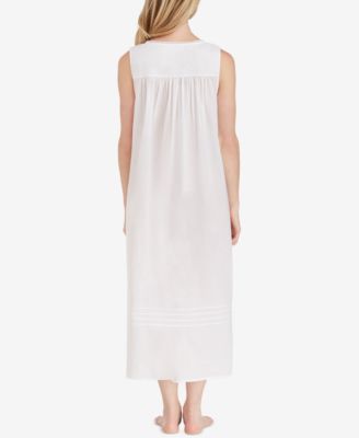 Lace-Trimmed Cotton Ballet-Length Nightgown