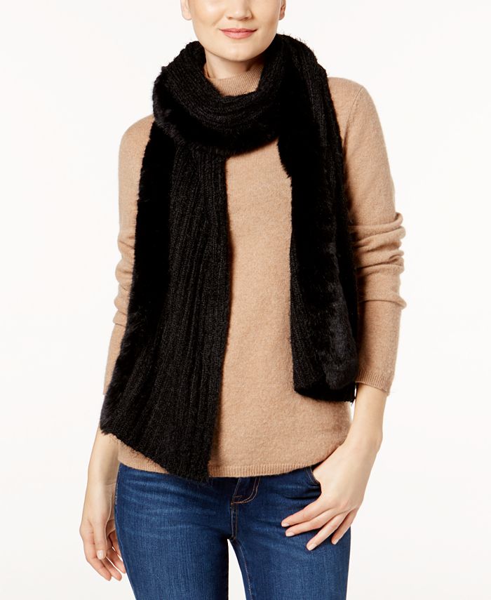 DKNY Faux Fur & Knit Scarf, Created for Macy's Macy's