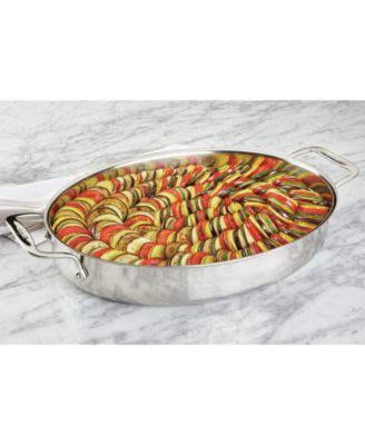 Stainless Steel 15" Oval Baker & Pot Holder Set