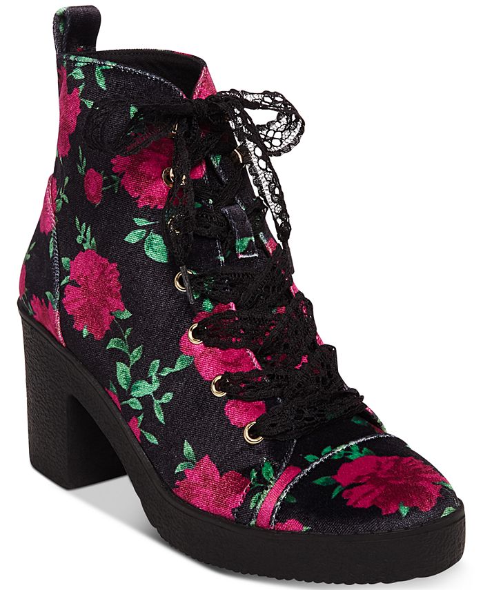 Lace up on sale floral boots