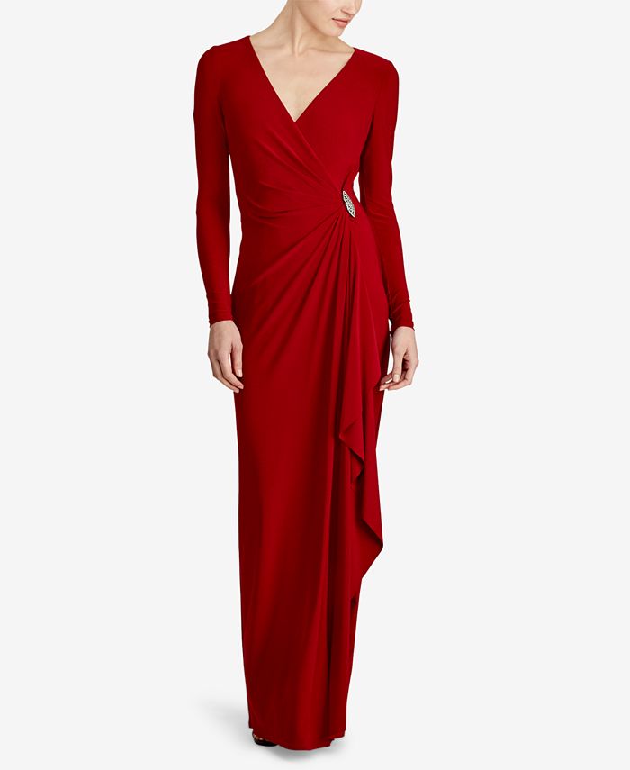 Lauren Ralph Lauren Jersey Surplice Gown & Reviews - Dresses - Women ...
